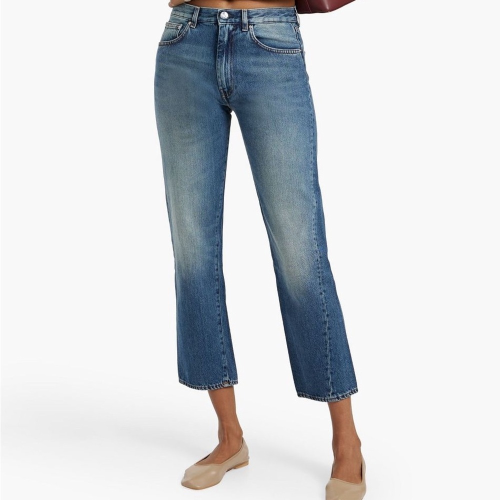 NWT Toteme Cropped High Rise Straight Leg Original Jeans Washed Blue 405 - Picture 2 of 13